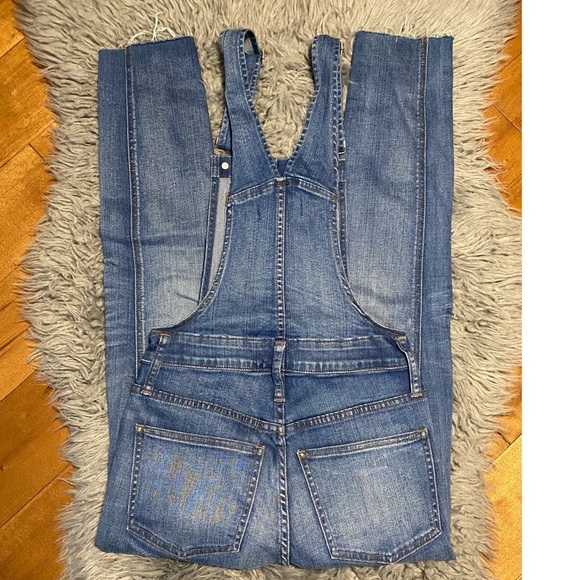 Madewell Skinny Overalls in Cedarburg Wash Raw Hem Jeans Size XXS - Picture 6 of 10